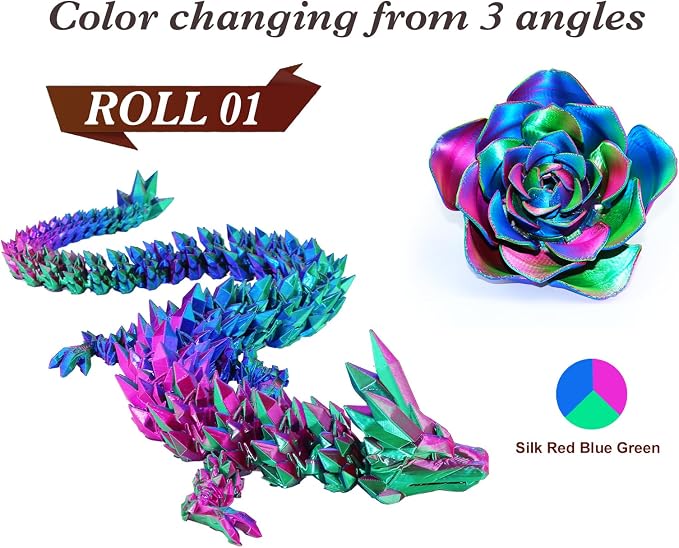 LOVOON 3D Printing Filament Bundle 2 KG, Tricolor PLA Filament 1.75mm Silk - Image 2