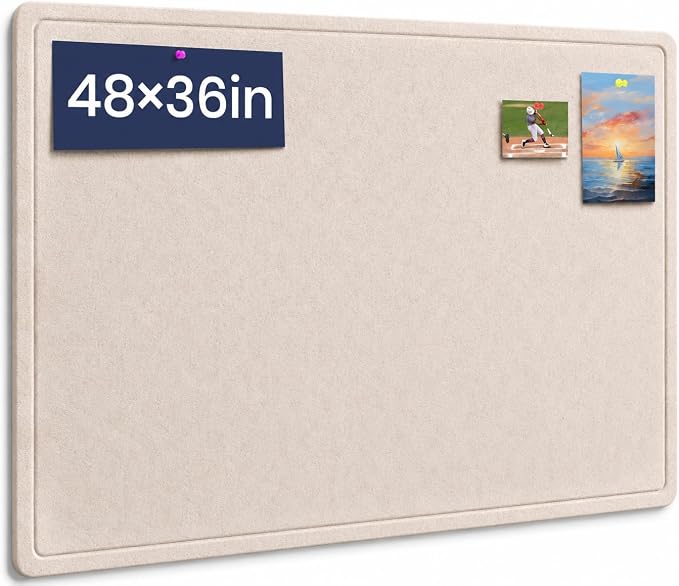 Large Bulletin Board, 48 X 36 inches Felt Board Notice Pin Board, Self-Adhesive by Hrrtyueg