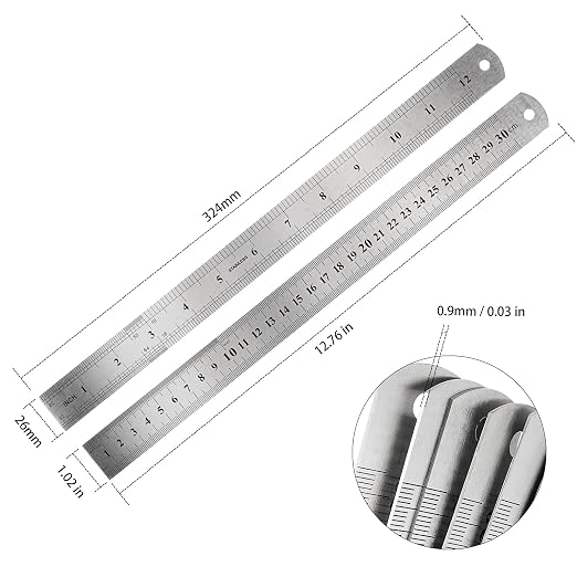 30 Pack 12 Inches Stainless Steel Rulers, Straight Edge Ruler, Precision Metal - Image 2