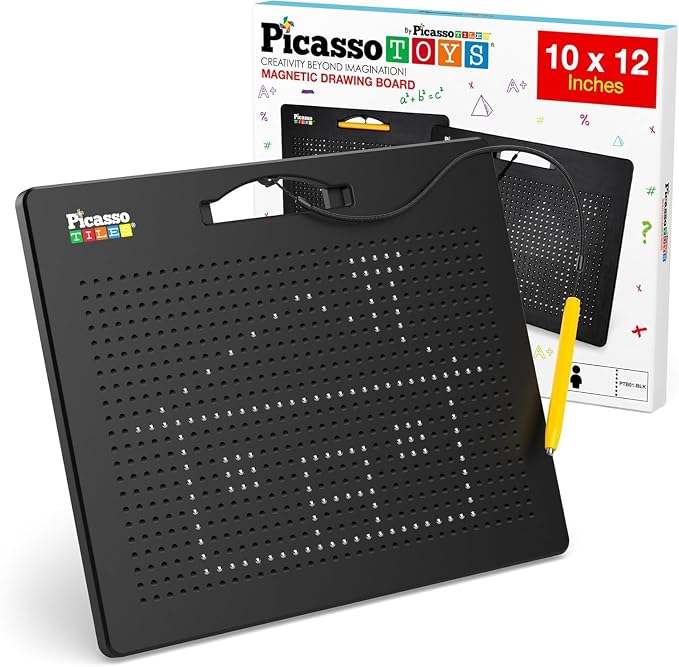 PicassoTiles Magnetic Drawing Board 748 Beads Pad Large 12x10 Inch STEM Writing by PicassoTiles