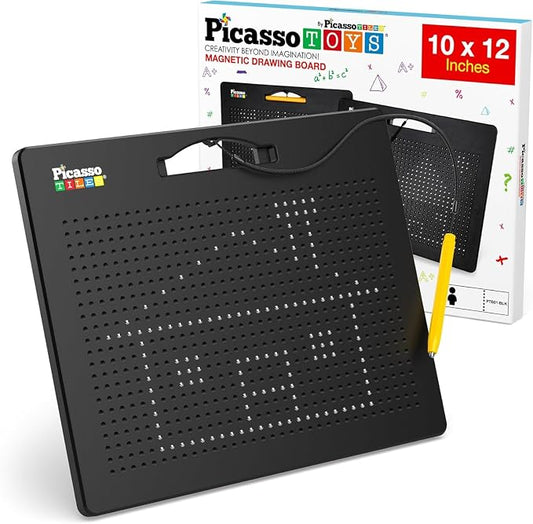 PicassoTiles Magnetic Drawing Board 748 Beads Pad Large 12x10 Inch STEM Writing by PicassoTiles