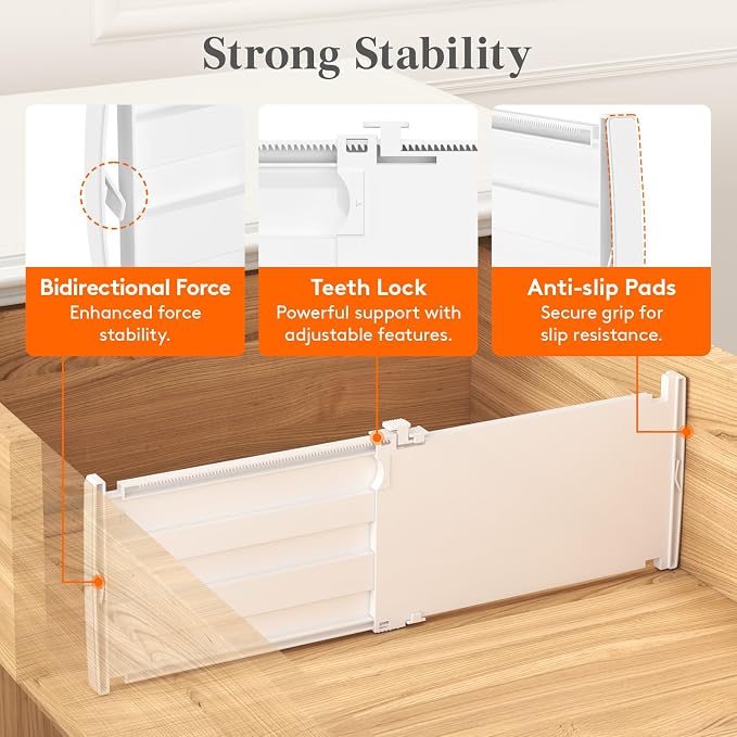 Lifewit 6" Tall 9 Pack Drawer Dividers, 11.5"-18.5" Adjustable Deep Drawer - Image 4