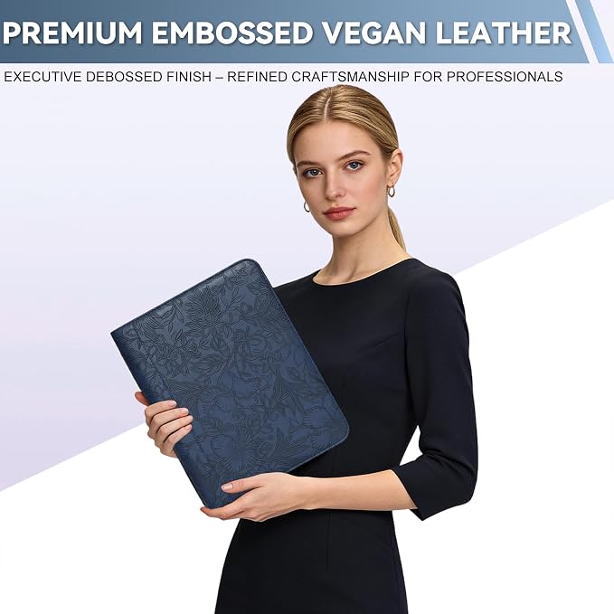 Leathario Portfolio Binder, Includes 5 Sheet Protectors and a Pen, 13 Inch - Image 7