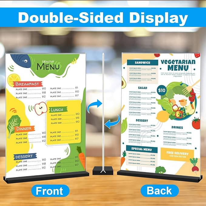 EHWINE 12 Pack Acrylic Sign Holder 8.5 x 11, Double-Sided Stand up Table Top - Image 4