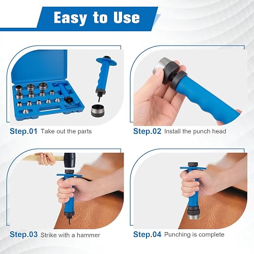 ReeMoo 14PCS Sharp Hollow Punch Set, Gasket Hollow Punch Kit, Rubber Hollow - Image 5