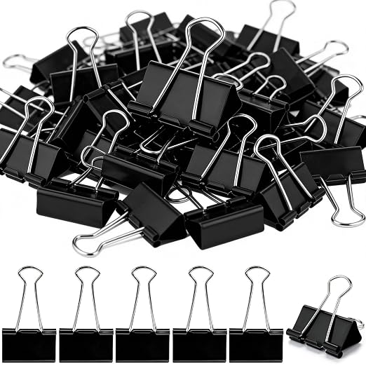 150pcs Binder Clips 1.25 Inches Medium Binder Office Clamps Black Paper Clips by Ysglory