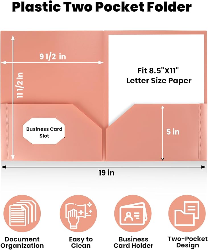 SUNEE Folders with Pockets, Plastic Folders with Pocket, Poly Folder - Image 2
