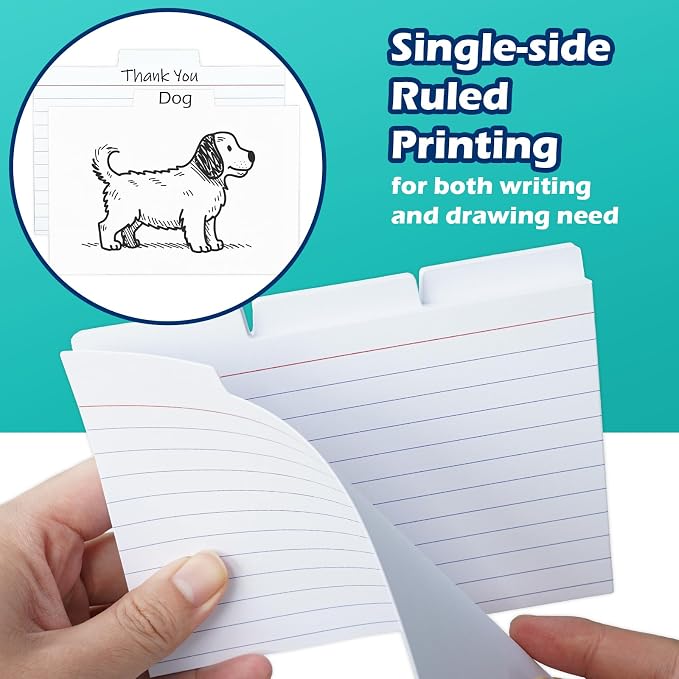100 Pack Tabbed Index Cards 4x6 Lined Index Card Dividers - Image 3