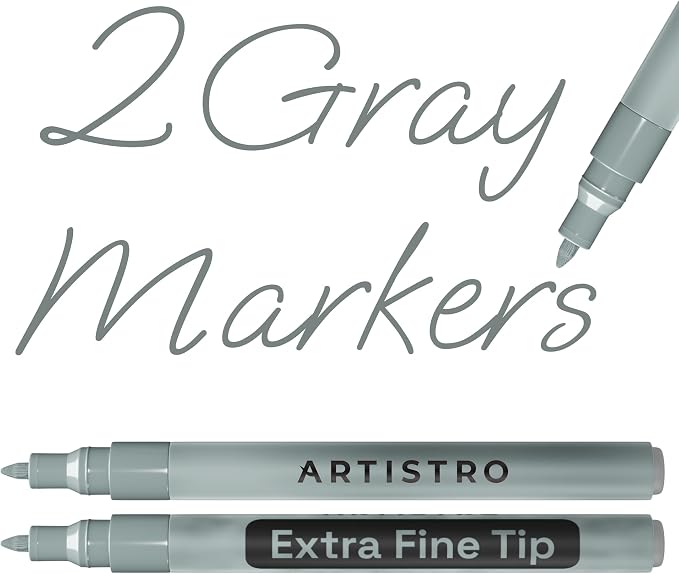 ARTISTRO 2 Gray Acrylic Paint Markers by ARTISTRO