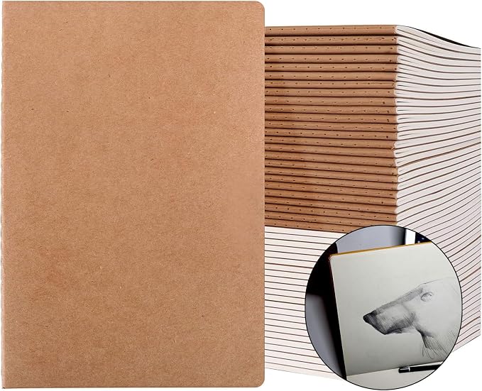 50 Pack A5 Lined Kraft Notebook Journals 8.3x5.5 In，Travel Journals Notebooks by PetPartisan