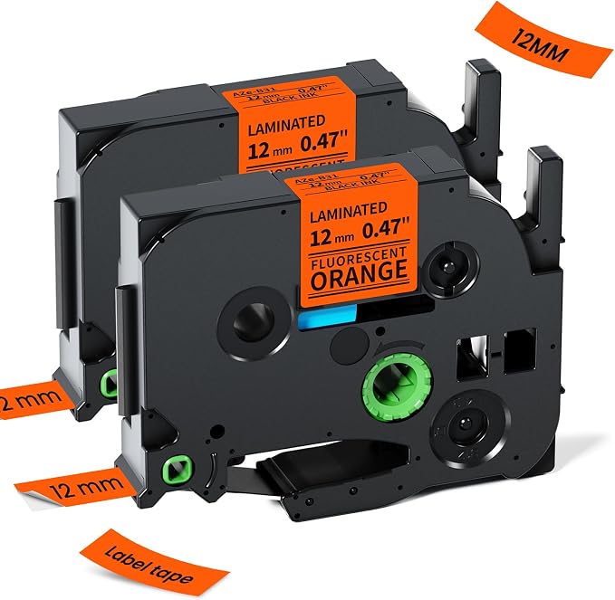 Replacement for Brother P Touch Label Tape Black on Fluoresent Orange TZe-B31 by Labelife