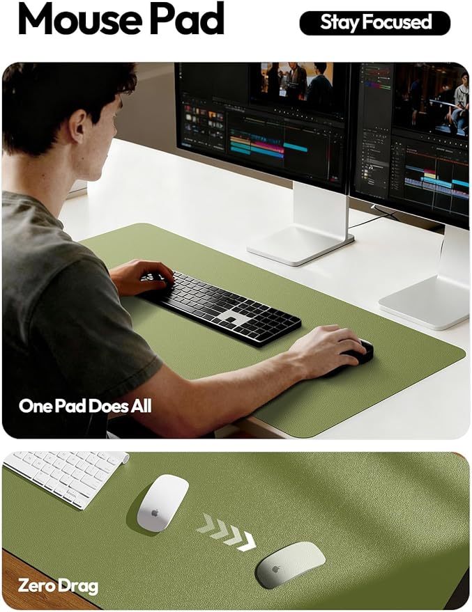 YSAGi Leather Desk Protector, Office Mat, Large Mouse Mat, Non-Slip PU Leather - Image 4