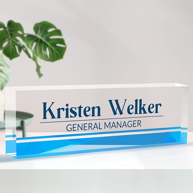 Personalized Desk Name Plate, Custom Acrylic Glass Name Plates - Image 2