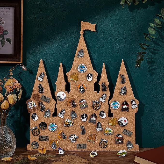 BENECREAT Castle Pin Board Cork Board, 14.2x11.8inch Bulletin Display Board - Image 5