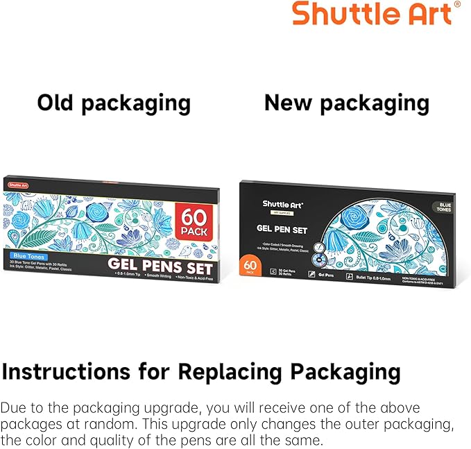Shuttle Art 60 Pack Blue Tone Gel Pens, 30 Blue Tone Gel Pens with 30 Refills for Adults Coloring Books Journaling Drawing Nature, Landscapes, Animals Scenes-DeskLoop Office