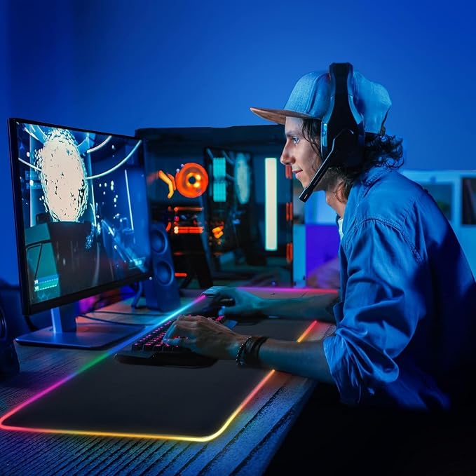 Mouse Pad with Wireless Charging, Large Desk Mat RGB Gaming Mousepad, 10 Light - Image 7