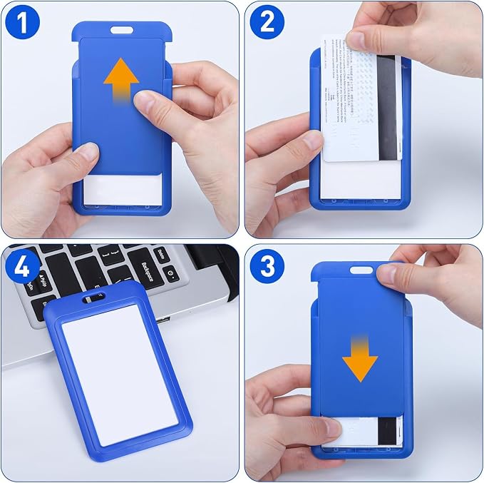 15 Pack Sliding ID Badge Holder Vertical Hard Plastic Card Case Protector Pouch - Image 5