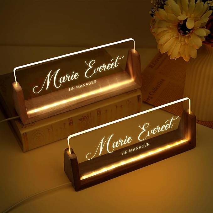 Custom Name Plate for Desk, Personalized Light Up Acrylic Desk Name Plate - Image 5