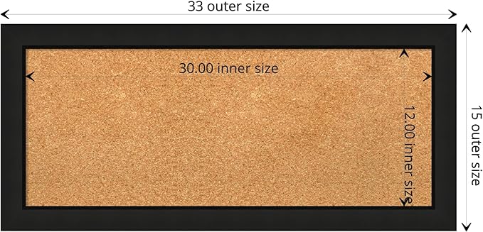 Amanti Art Natural Cork Board for Wall, 15x33 Vision Board with Black Wood Frame, Medium Corkboard Office Decor for Home Organization, Casual Corkboard Pinboard to display items for home organization-DeskLoop Office