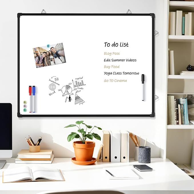 MaxGear White Board for Wall, Hanging for Home, Includes 3 Dry Erase Markers 4 - Image 8
