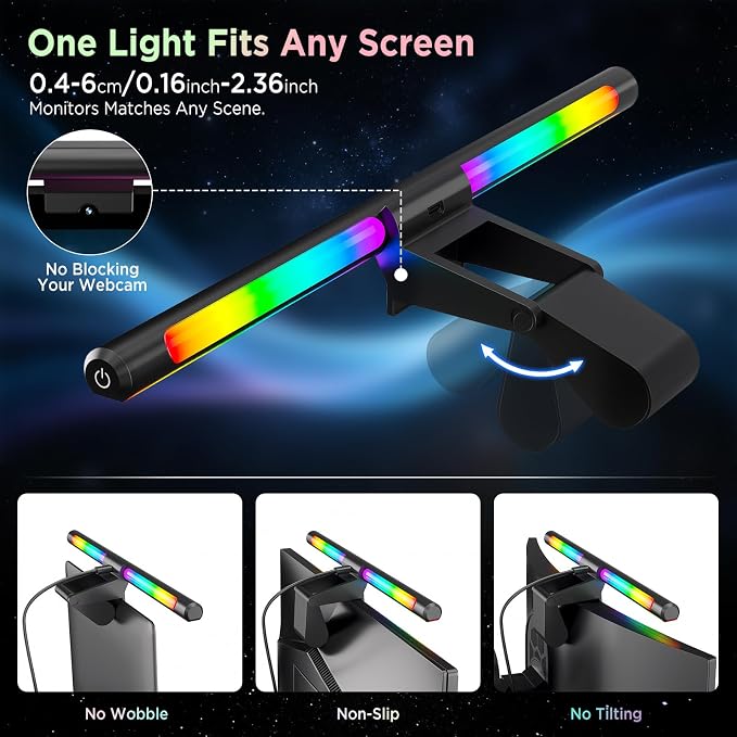 Quntis Monitor Light Bar 15.7", 24 RGB Backlight Modes - Image 7