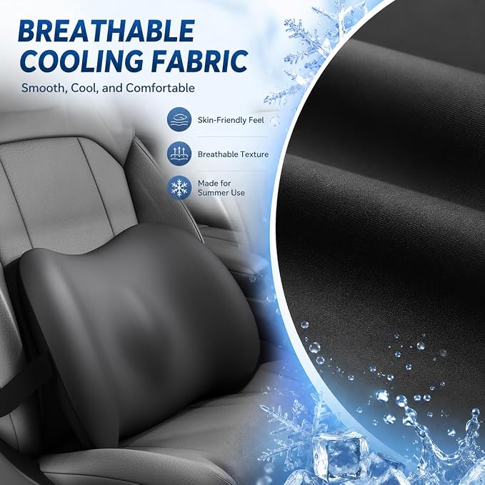 Cooling Lumbar Support Pillow for Car, Memory Foam Car Seat Back Support Pillow - Image 3