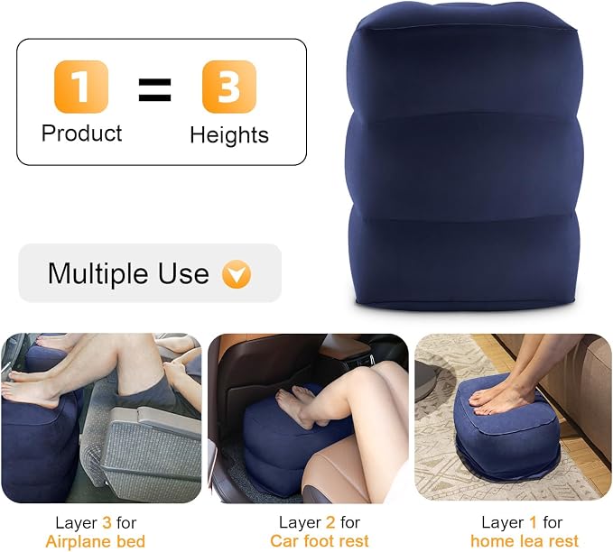Maliton Inflatable Travel Foot Rest Pillow, Kids Airplane Bed, Adjustable - Image 3