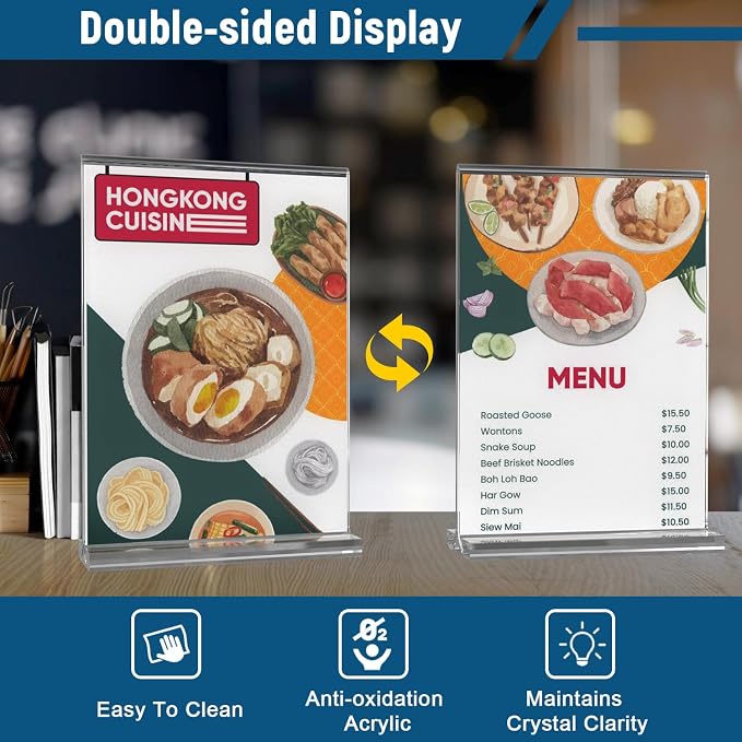 Dynta 24 Pack Acrylic Sign Holder 5x7 Inches Double Sided Picture Frame T Shape - Image 6