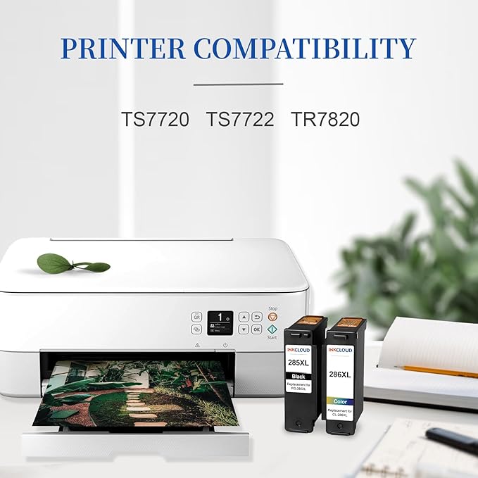 Higher Capacity PG-285XL CL-286XL Ink Cartridges Replacement for Canon PG-285 XL CL-286 XL 285 286 Combo Pack Compatible PIXMA TS7720 TR7820 TS7722 TR 7820 TS 7720Printers (BK 400pages CL, 400pages)-DeskLoop Office