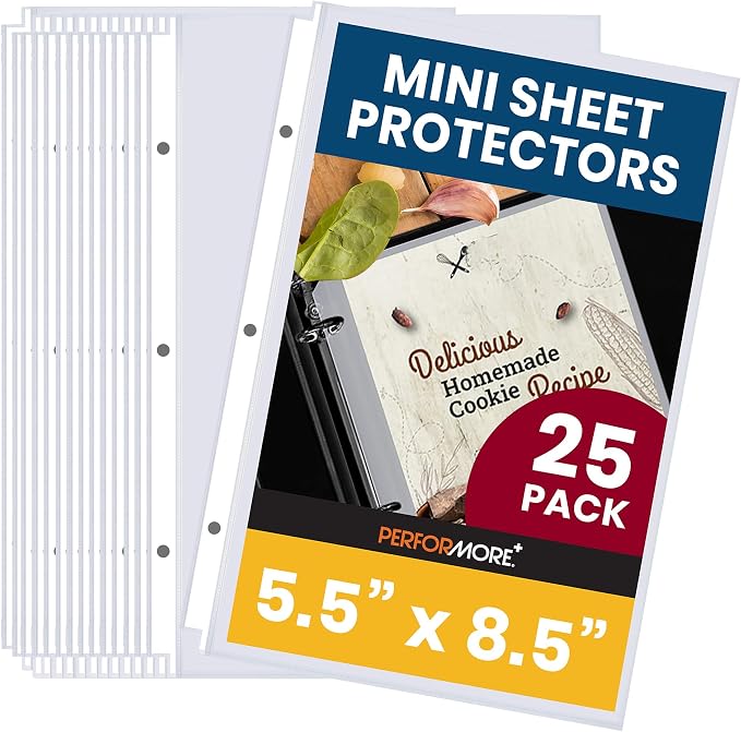 Performore Heavyweight Clear Mini Sheet Protectors Holds 5.5 x 8.5 Inches Sheets by RingBinder