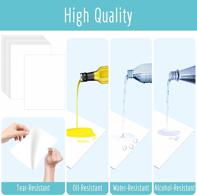 70 Large Size Blank Labels, Water/Oil/Tear Resistant, Inkjet & Laser Printer - Image 2