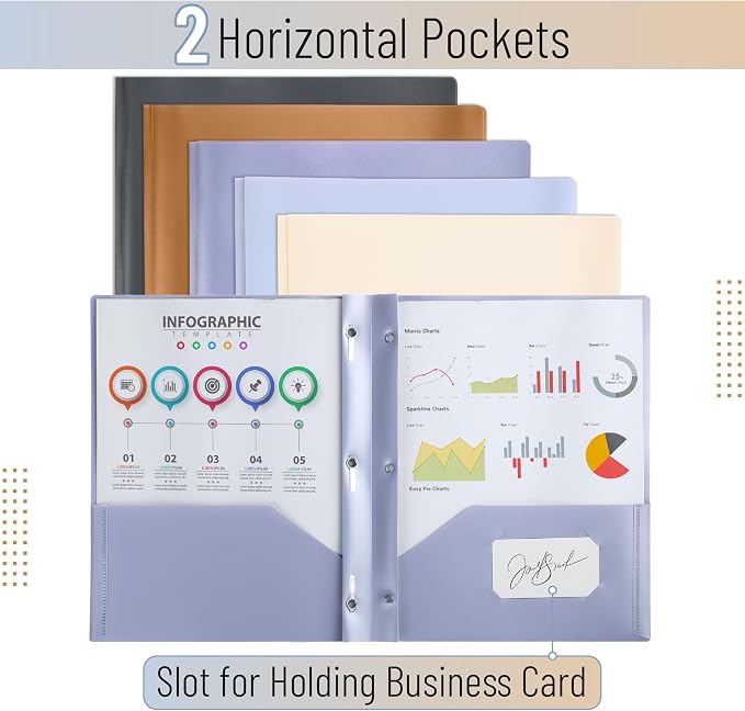 Mr. Pen- Plastic Folders with Pockets and Prongs, 15 Pack, Letter Size | - Image 3