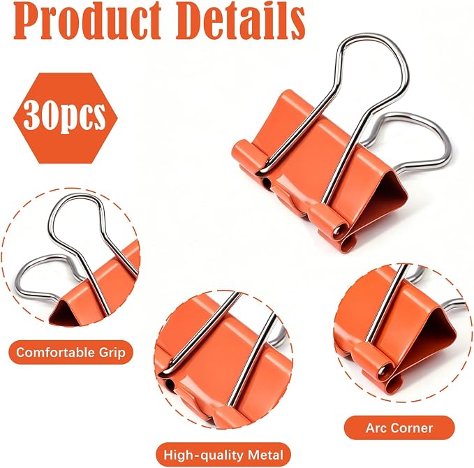 BAYTORY 40Pcs Binder Clips, Binder Clips Assorted Sizes, - Image 4