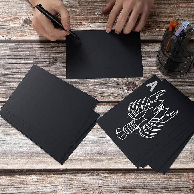 100 Pack Thick Paper Cardstock Blank Heavy Cards Stock for Invitations, Greeting Cards Making, Postcards, Photos, 250GSM Thick Paper (Black, 4x6 inches)