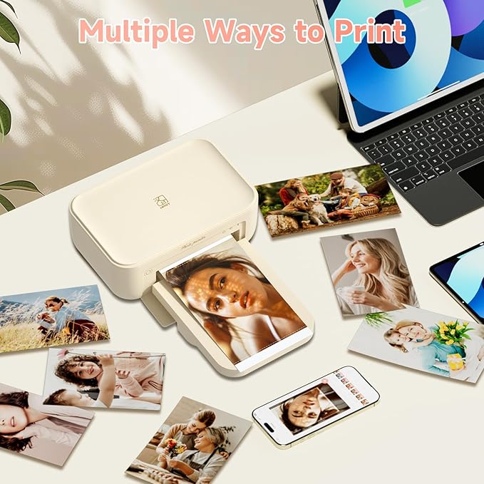 HPRT CP4100 4x6 Instant Photo Printer - Portable Phone Picture Printer + 108 Sheets & 2 Cartridges, Mobile, Wi-Fi, Premium Dye Sublimation (300 DPI) for Pro-Quality Home Prints - Creative Editing App-DeskLoop Office