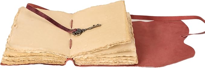 Leather Journal with Deckle Edge Paper 8x6 inch and Vintage Key | Handmade - Image 3