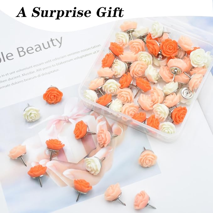 YOUDEFUL 60Pcs Decorative Pushpins, Cork Board Tacks, Bulletin Board Tacks - Image 4