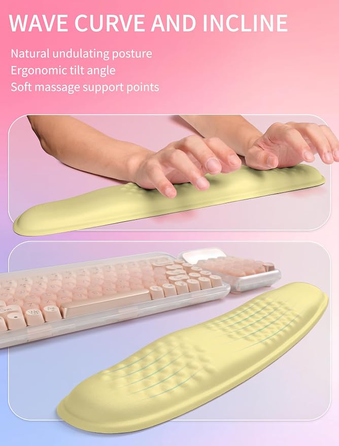 Hokafenle 2in1 Combination, Wave Keyboard Wrist Rest and Ergonomic Curvature - Image 2