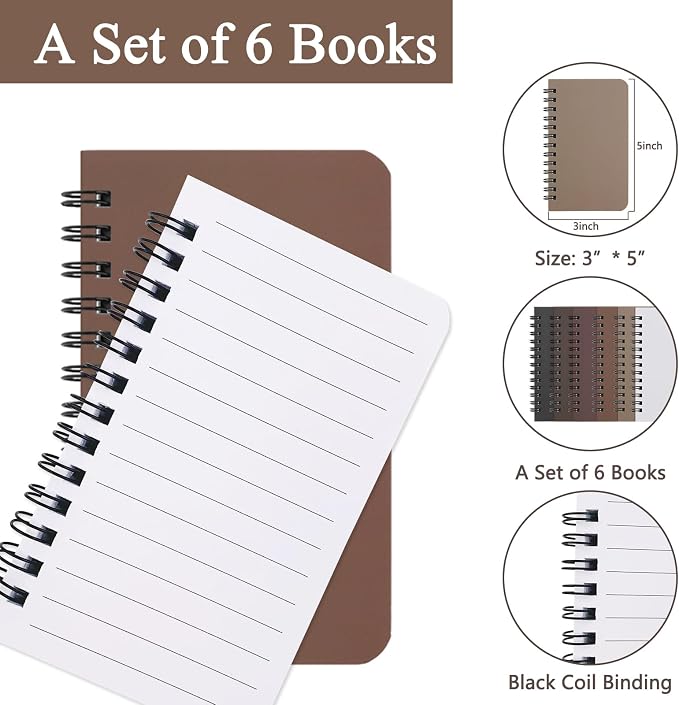 KTOJOY 6 Pack Spiral Notebook Small Pocket Notebook 3x5 Spiral Notepads - Image 6