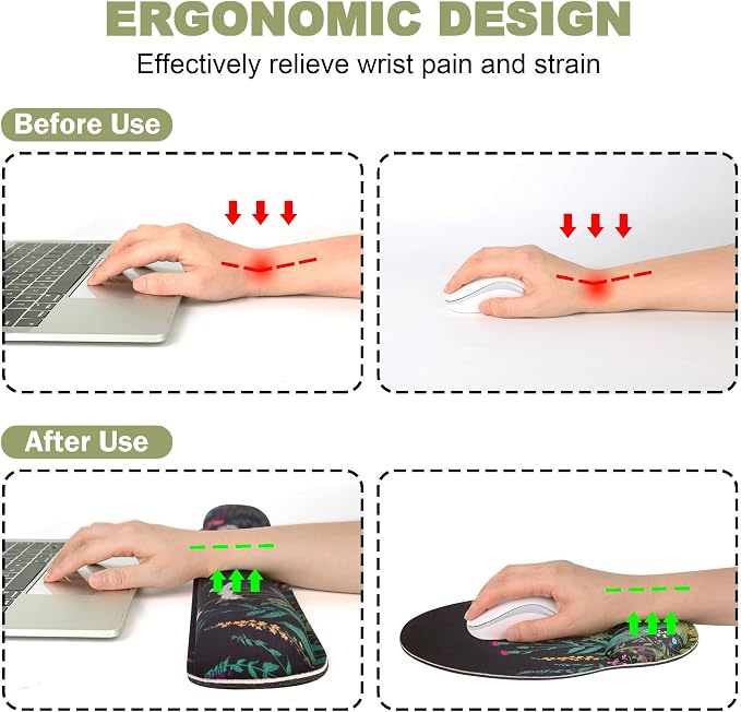 Ergonomic Mouse Pad with Wrist Rest and Keyboard Wrist Rest, Memory Foam Wrist - Image 2