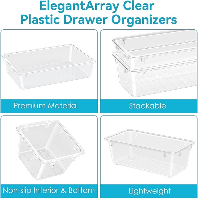 ElegantArray 48 PCS Drawer Organizer Set, 4 Sizes Tool Storage Trays, - Image 3
