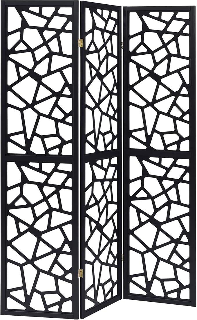 NicBex Room Divider 3 Panel Room Dividers with Complex Pattern Designs Partition Room Dividers and Folding Privacy Screens Wall Divider for Home, Office, Room Separation,52"W x 0.75"D x 70.25"H, Black-DeskLoop Office