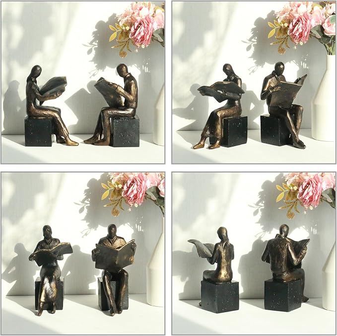 Lukitas Decorative Newspaper Reader Bookends, Heavy Duty Book Holder Non-Slip - Image 3