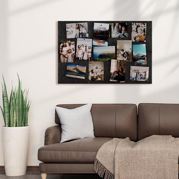 MaxGear Felt Bulletin Board 36" x 24", Dark Gray Felt Wall Tiles Push Pins | - Image 7