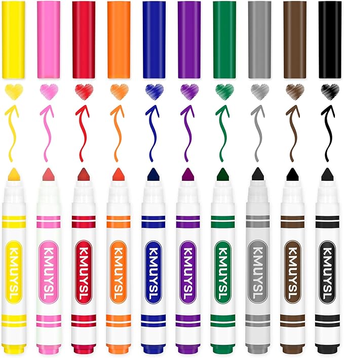 KMUYSL 160 Count Washable Markers Bulk, 10 Assorted Colors - Broad Line Conical Tip Coloring Markers for Kids, School Art Supplies & Back to School Supplies, Teacher Classroom Must Haves-DeskLoop Office