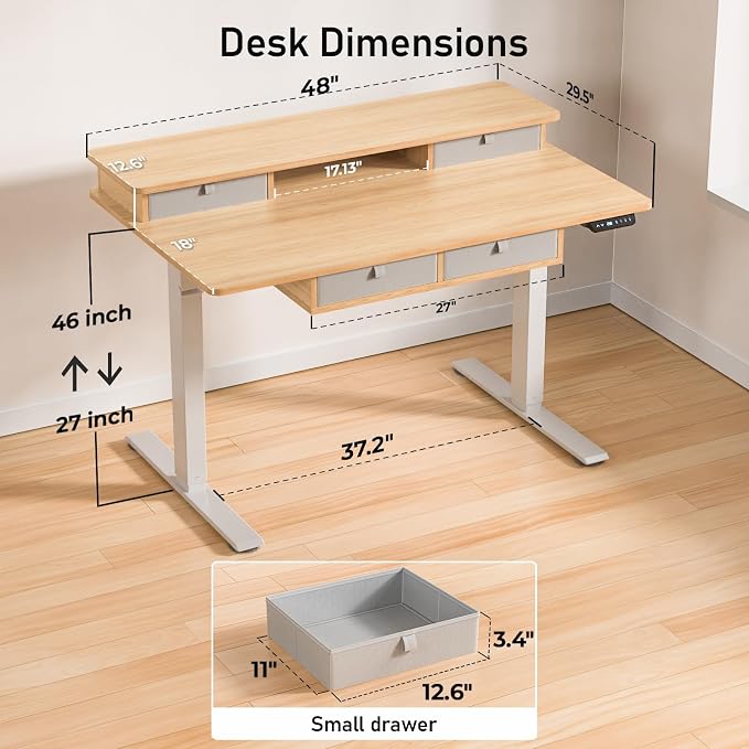 ExaDesk 48 * 30 Inches Electric Standing Widened Desk Adjustable Height - Image 3