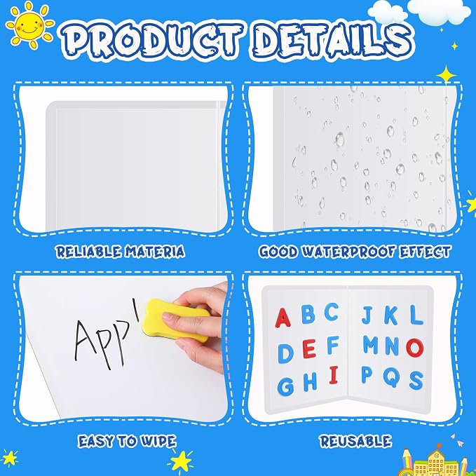 Motipuns 24 Pcs Folding Magnetic Dry Erase Activity Boards Foldable Magnetic - Image 3