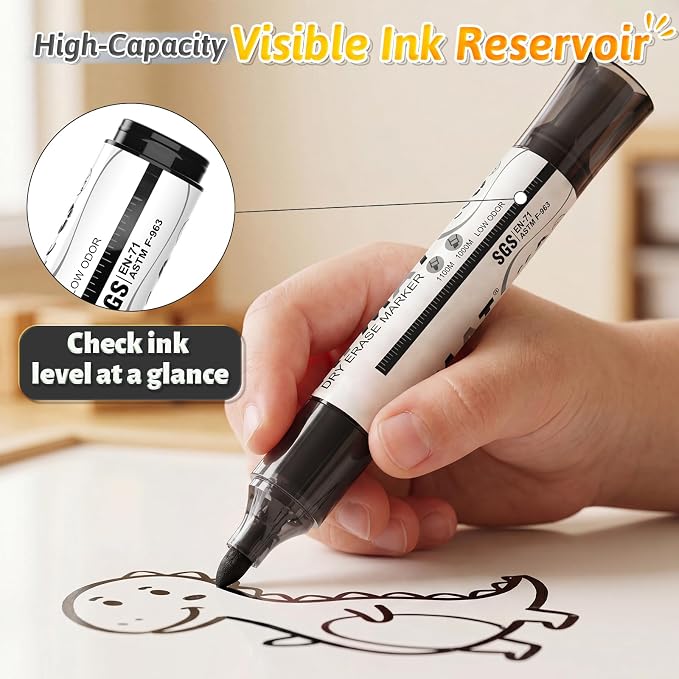 AFMAT Dry Erase Markers, 12-Count Black Whiteboard Markers, Bullet Tip - Image 4