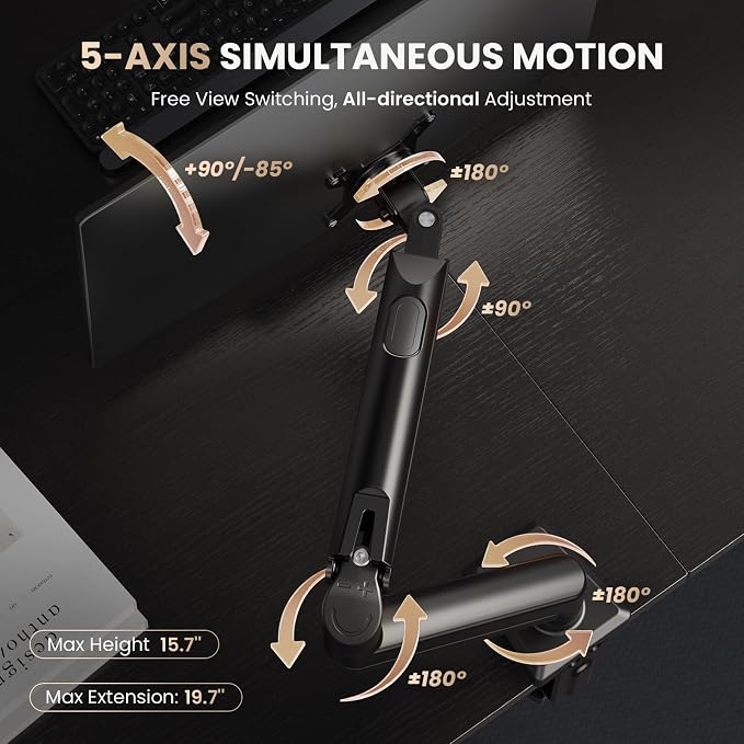 SIAGO Single Monitor Stand, 15 to 32 Inch Monitors Arm, Adjustable Mount - Image 9