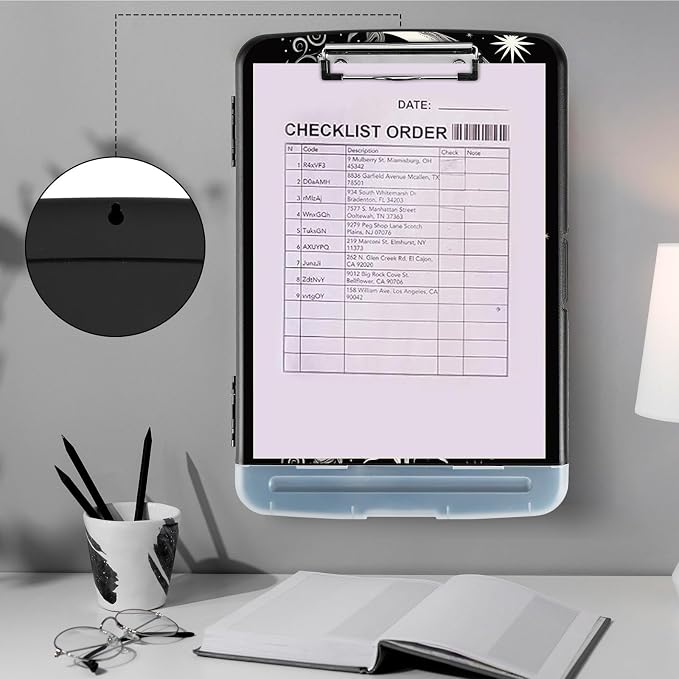 Clipboard with Storage, Heavy Duty Plastic Storage Clipboard with Low Profile - Image 4